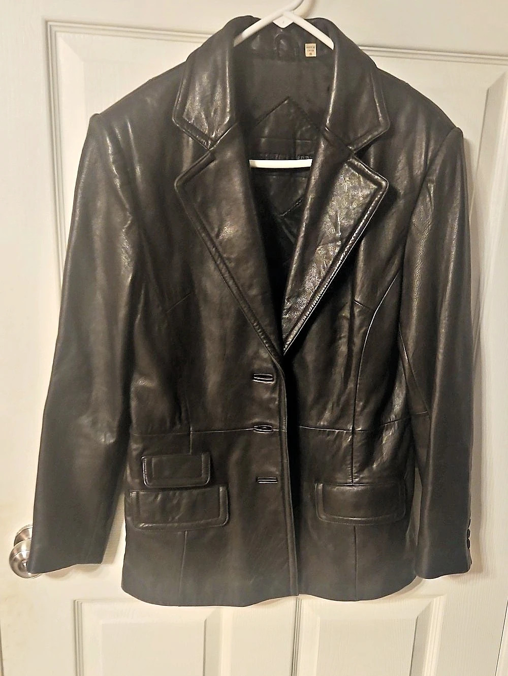 Women's Black Leather Blazer
